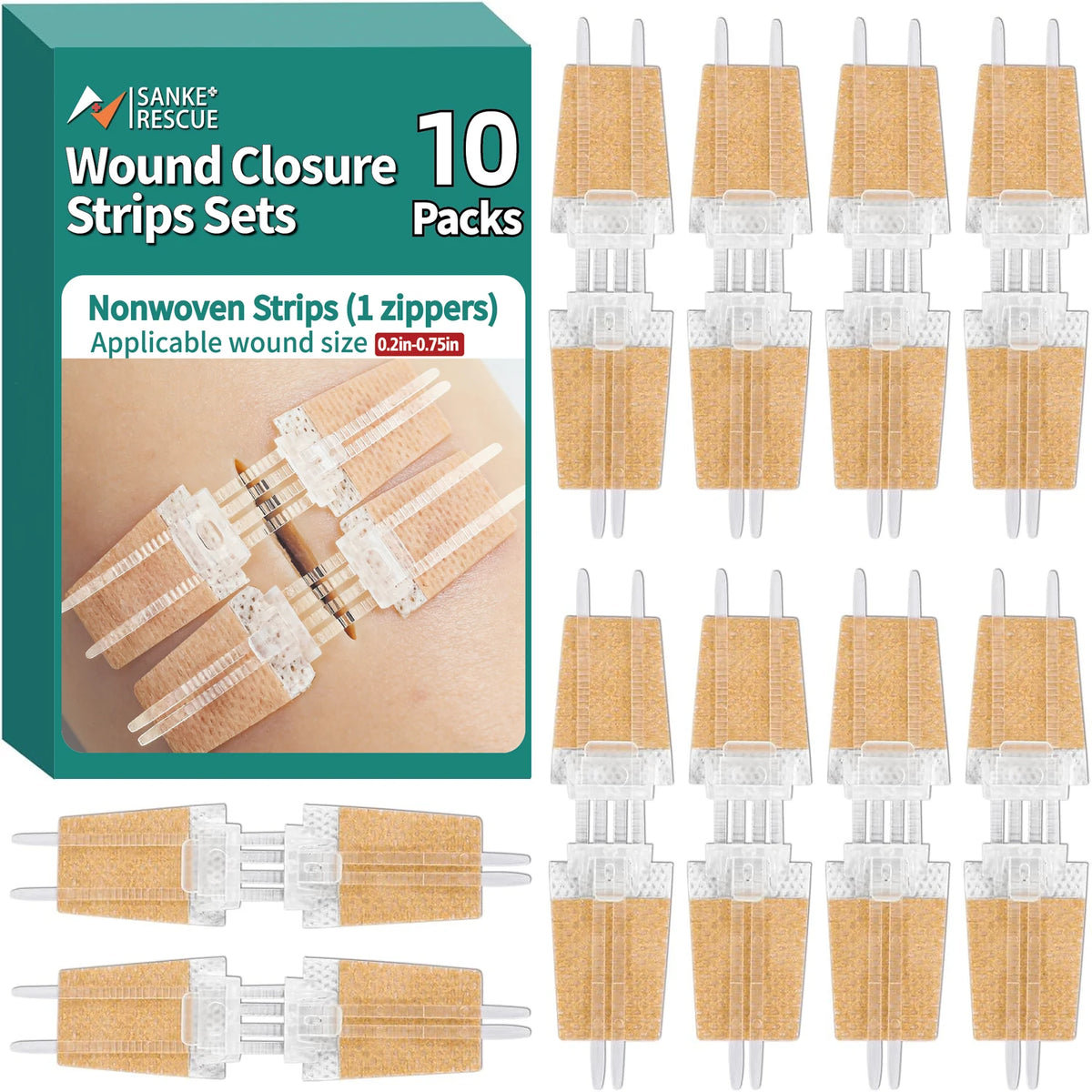 Sanke Rescue Wound Closure Strips Butterfly Bandages, Laceration Closure Kit, 14/28 pack