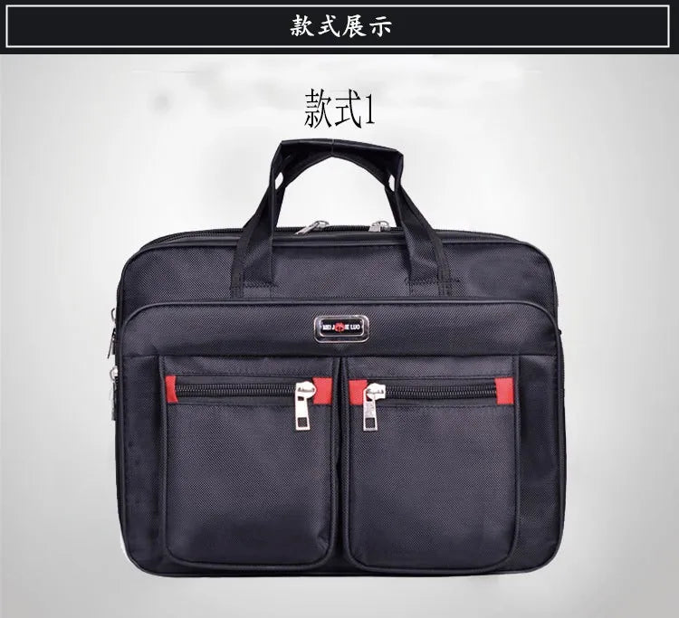 HOMEFISH Men Large Capacity Business Briefcase Portable Versatile Shoulder Bag Multiple Pockets Handbag for Business & Casual