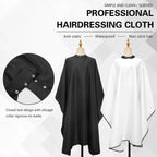 Barber Hair Cutting Cape with Silicone Neck Collar, Black or White Salon Hairdressing Gown