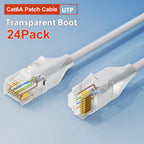 COMNEN 24 Pack Ethernet Lighting Patch Cable Flexiable Slim Cat6a 10G POE LAN Cable  for Switch Ps5 Router Xbox Computer