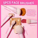 Jessup Makeup Brush Set 14pcs Pink Vegan Brushes for Foundation Blush Eyeshadow Powder