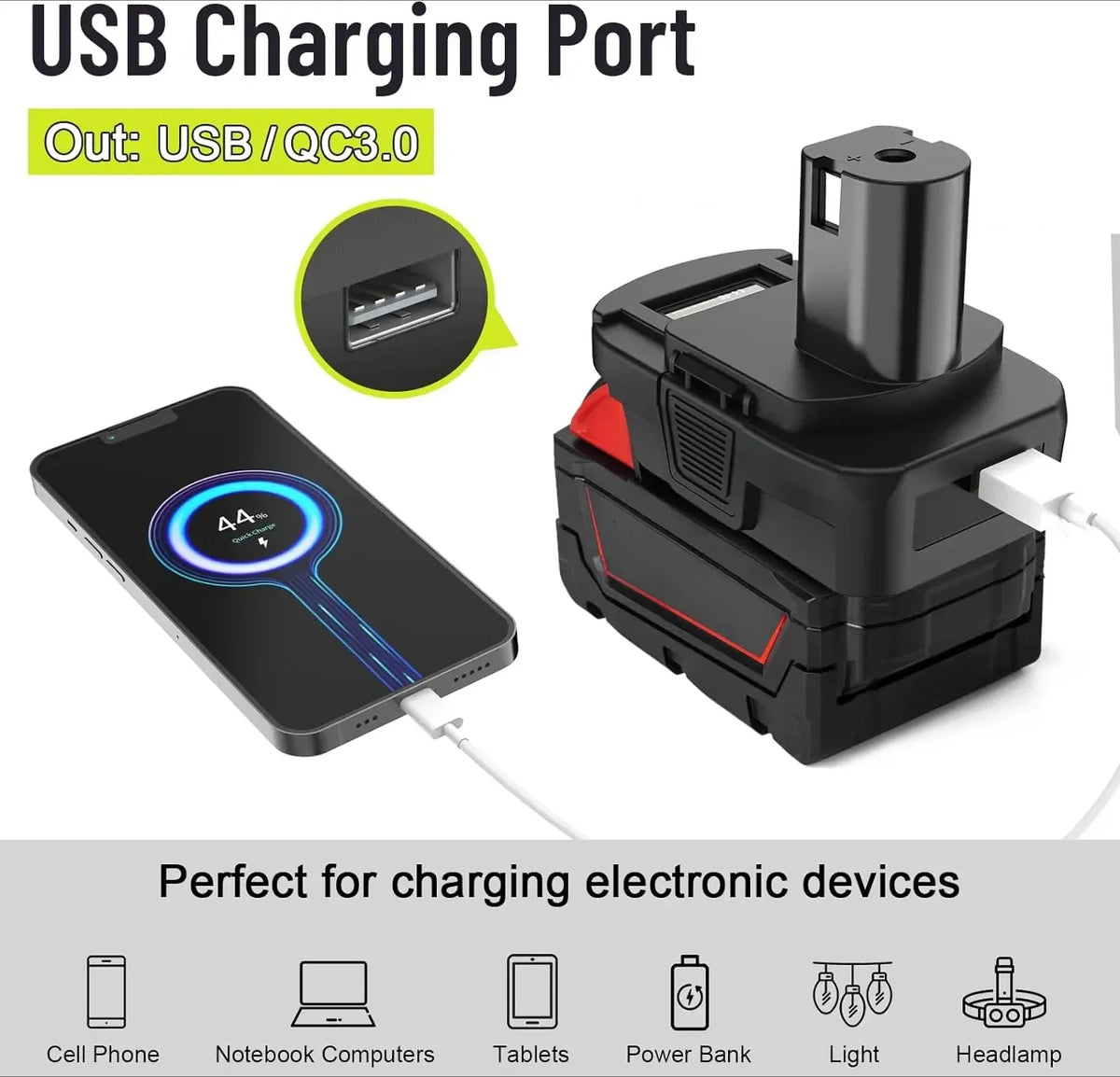 Battery Adapter Converter with USB For Dewalt 20V Li-ion for Milwaukee 18V Li-ion Battery to for Ryobi 18V Li-ion Battery tool