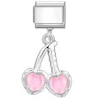 2025 New Sweet Pink Zircon Heart Bows Cherry Moon Star DIY Making Bracelet Women Men Stainless Steel 9mm Italian Charm Links Fit