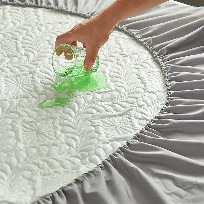 Waterproof Quilted Fitted Mattress Protector Cover Sheet 30cm Deep, Blue/Green/Grey
