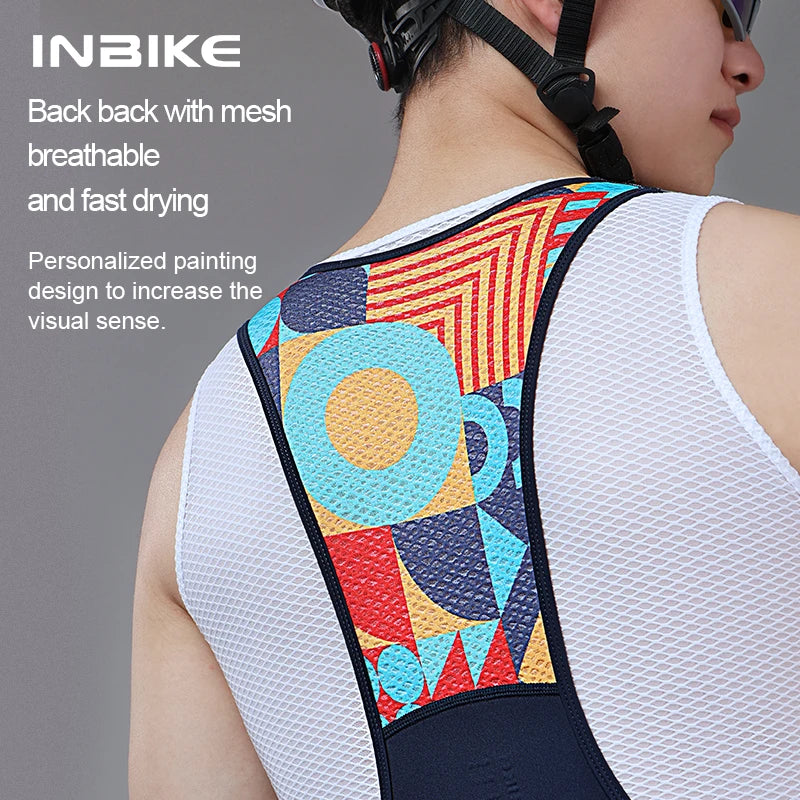 INBIKE Men's Cycling Bib Shorts Sweat-Wicking Breathable MTB/Road Bike Shorts Black