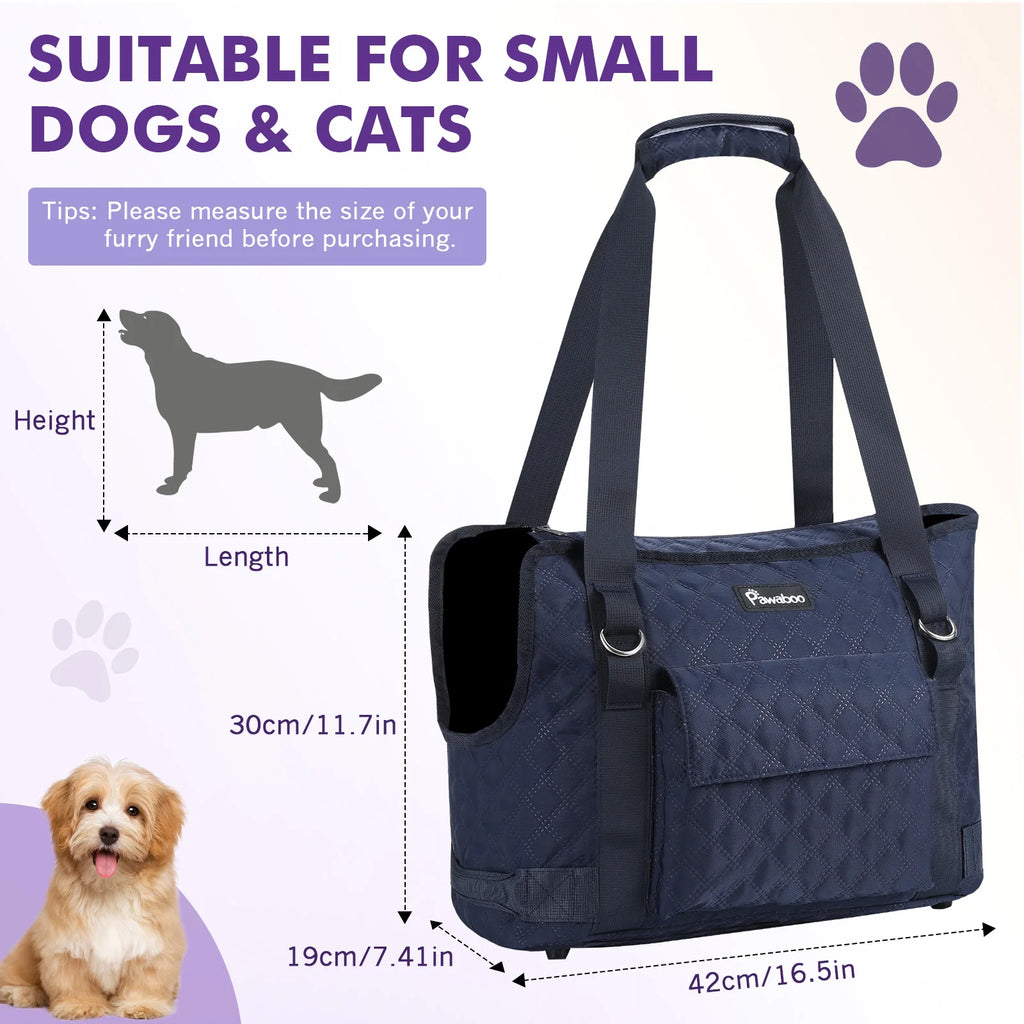 Pawaboo Soft-Sided Dog Purse Carrier Tote Bag with Pocket for Small Dogs, Black
