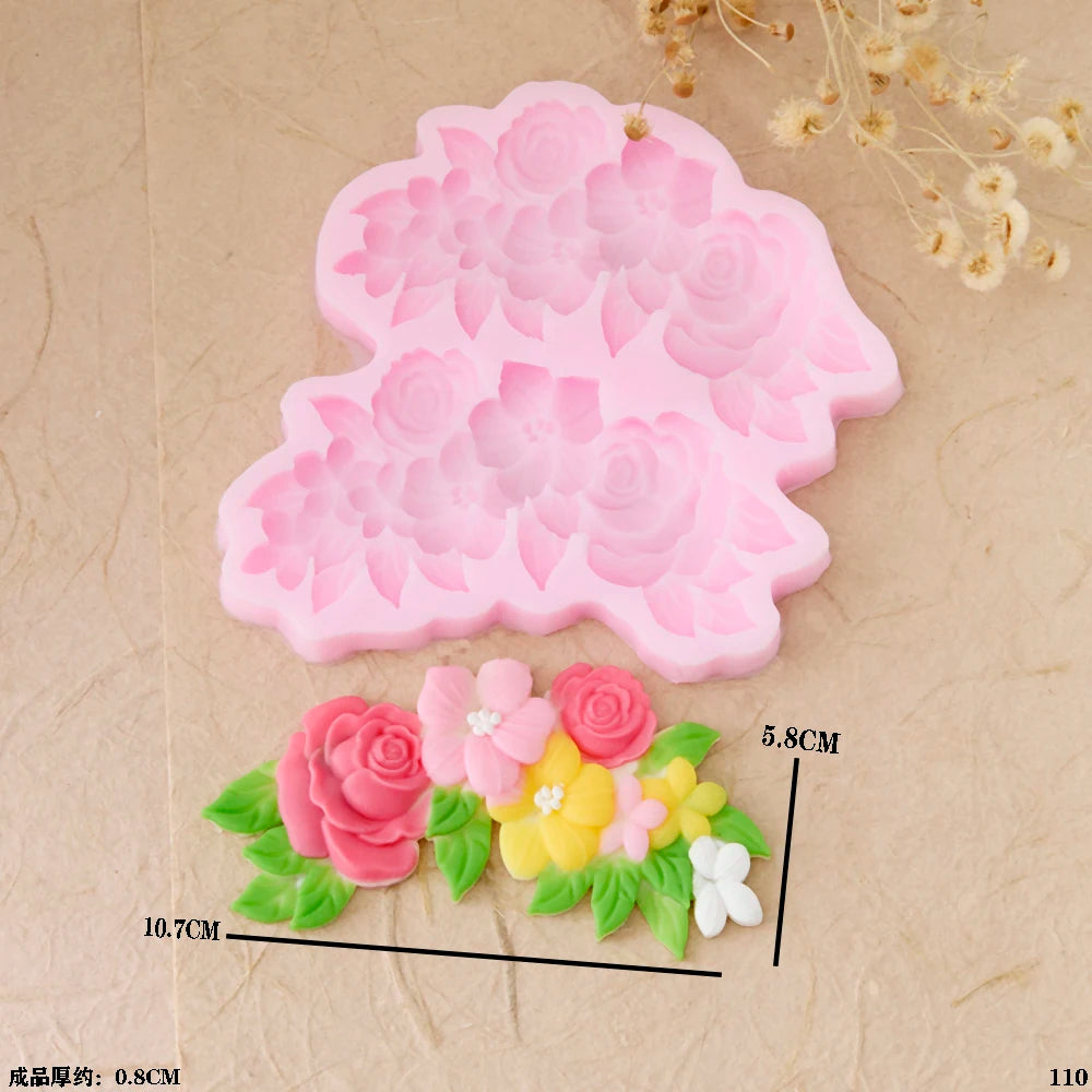 3d Flowers Cherry Blossoms Silicone Molds Daisies Five-petal Flowers Fondant Candy Chocolate Mould Cake Decor Baking Accessories