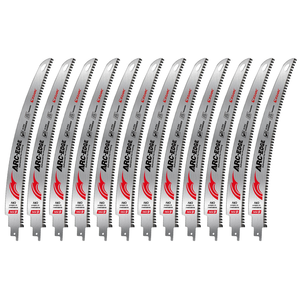 EZARC 12 Inch Wood Pruning Reciprocating Saw Blades, 300mm Japanese Teeth Saw Blades 6TPI Arc Edge for Tree Trimming