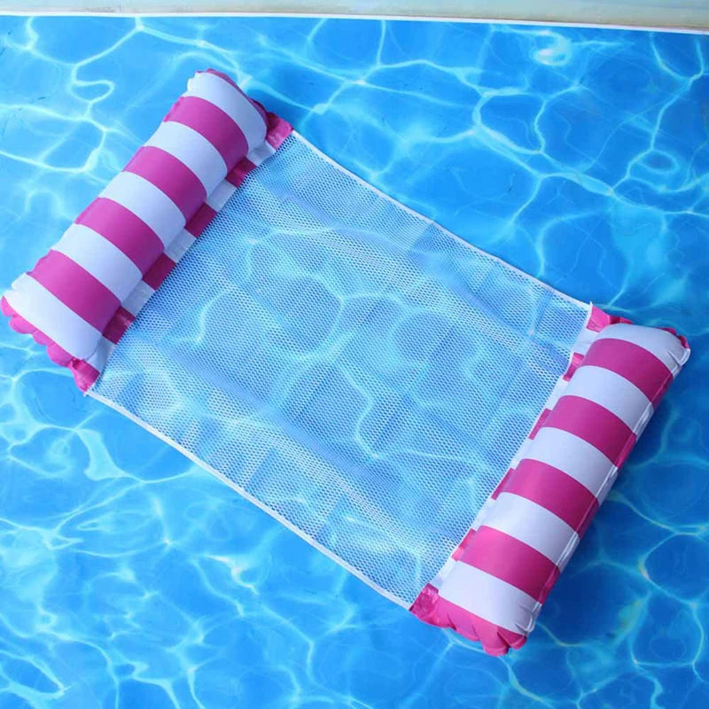 Inflatable Foldable Floating Row Swimming Pool Party Water Hammock Air Mattresses Pvc Stripe Water Floating Inflatable Mat