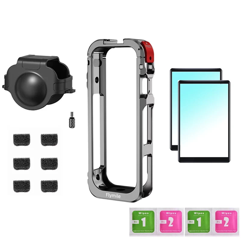 Aluminum Protective Case For Insta360 X5 Camera Frame Rabbit Cage With Silicone Lens Cover Cold Shoe For Insta 360 X5 Accessory