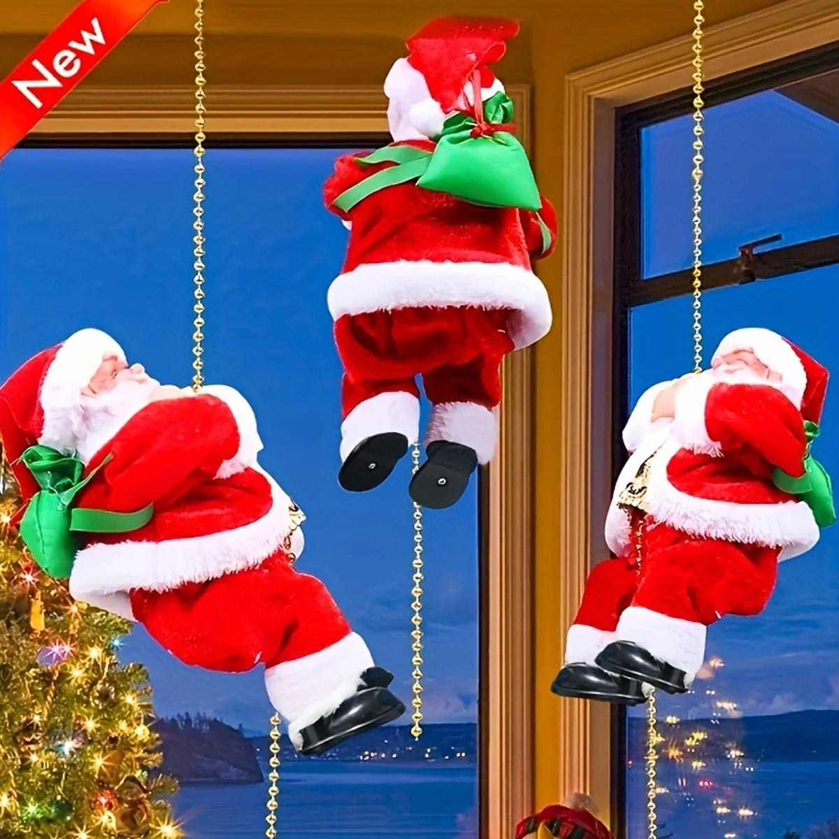 1PC Climbing Beads, Climbing Rope, Santa Claus Doll, Christmas Decorations, Ornaments, Event and Party Supplies, Gifts
