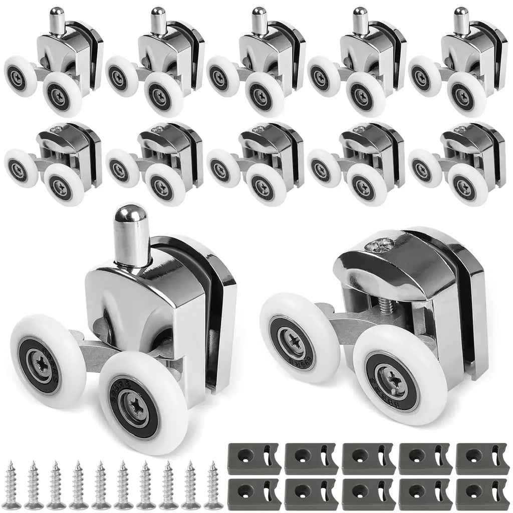 23mm Shower Door Rollers Zinc Alloy Shower Door Wheels Curved Shower Rollers with Anti-Collision Block Bathroom Door Accessories