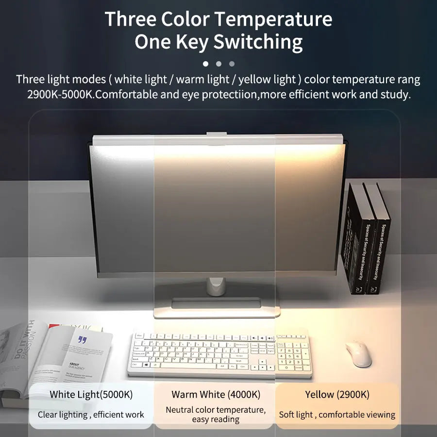 50cm Monitor Light Bar USB Screen Hanging Lamp Stepless Dimming Desk Light Black/White