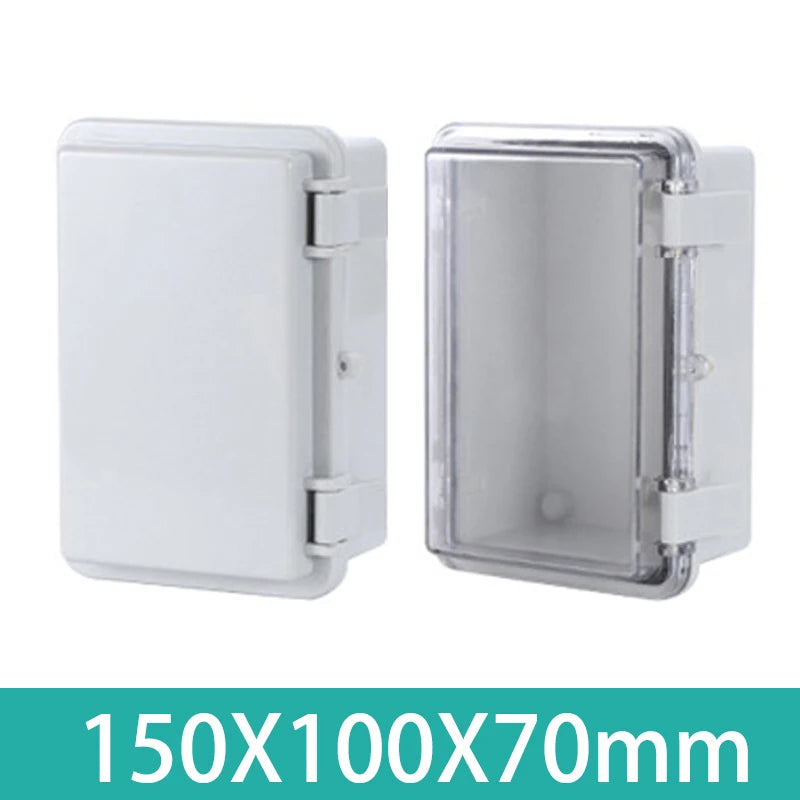 IP67 Waterproof Plastic Electrical Enclosure Junction Box with Hasp, Grey/Transparent Cover
