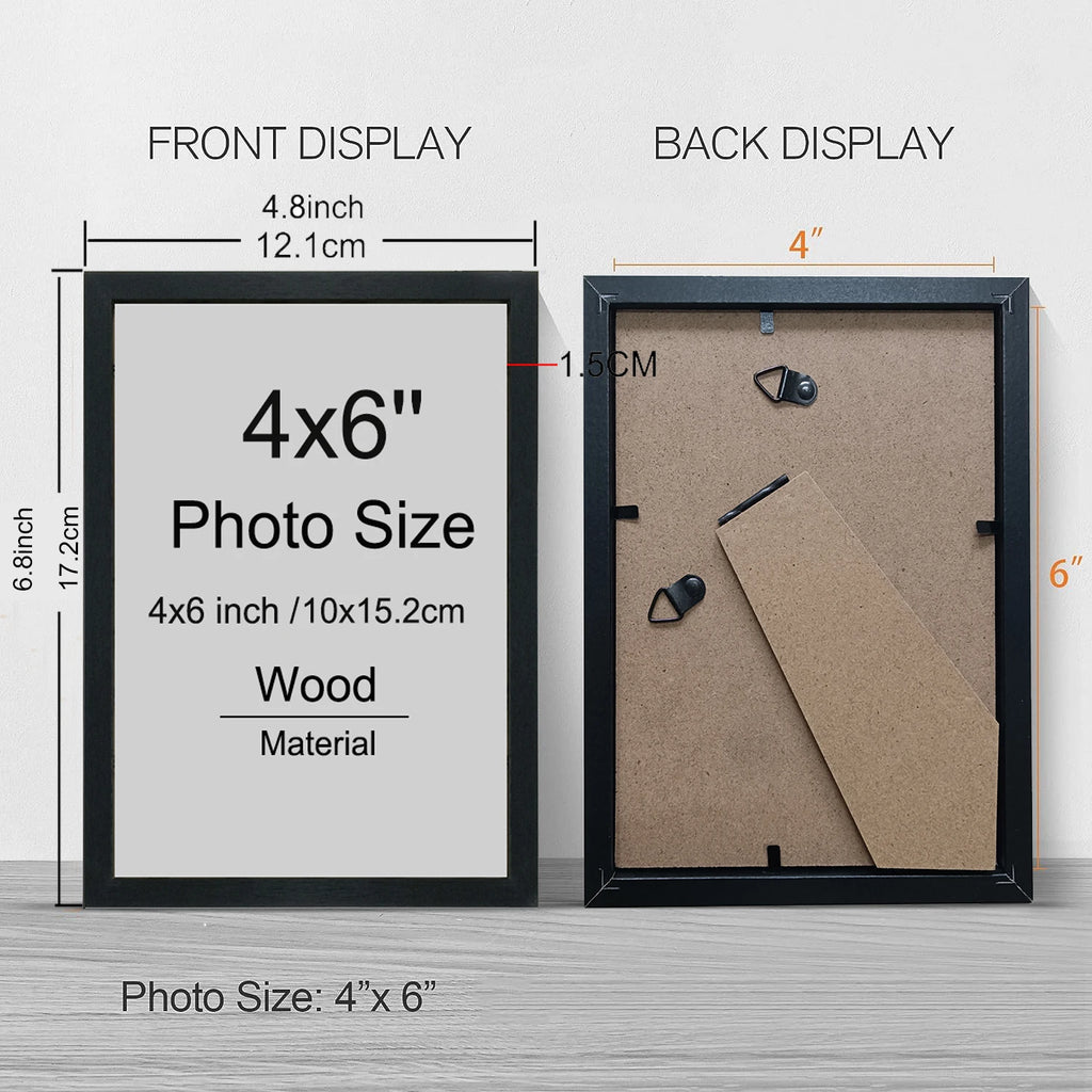 14pcs 4x6 Inch Wooden Picture Frames No Mat, Tabletop or Wall Display for Photos