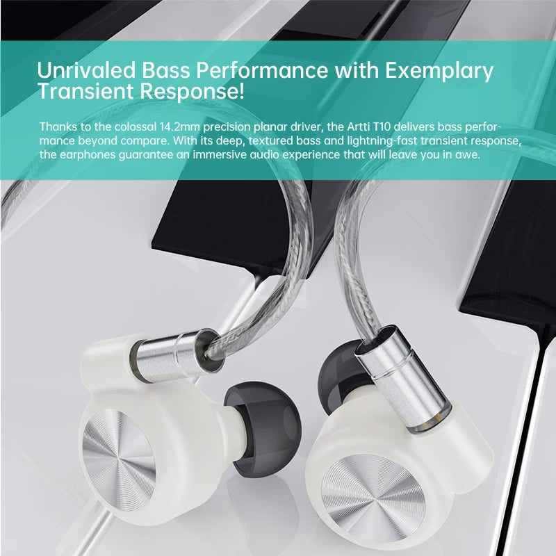 ARTTI T10 planar in-ear earphones 14.2mm driver, detachable 0.78mm 2-pin, 3.5mm or 4.4mm