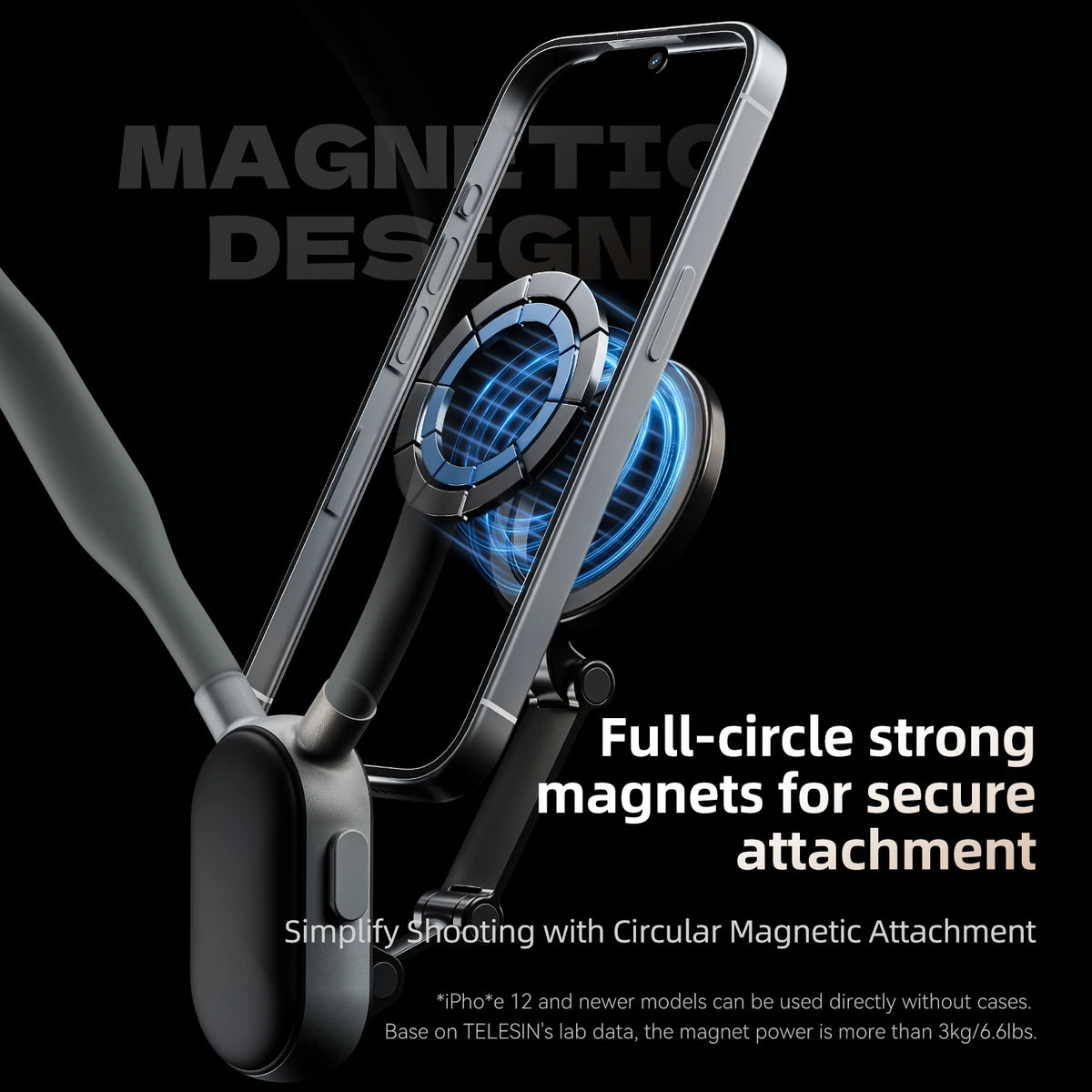 TELESIN Magnetic Neck Mount for Phones Neck Cell Phone POV Mount Phone Neck Holder Chest Stand Strap for iPhone Android Phones