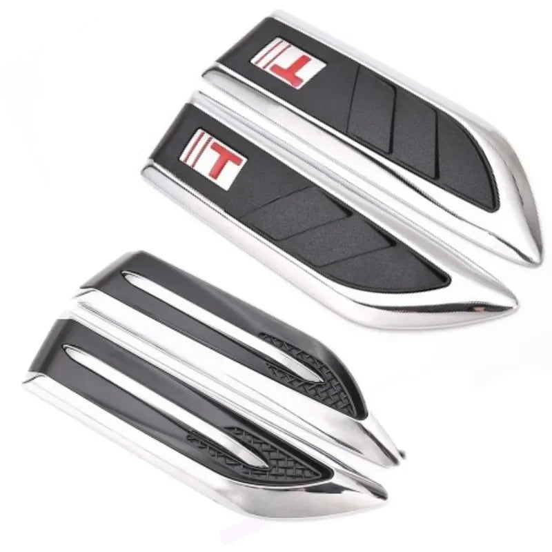 Car Fender Side Vent Sticker Electroplated Mesh Blade Trim Decoration, Style A/B