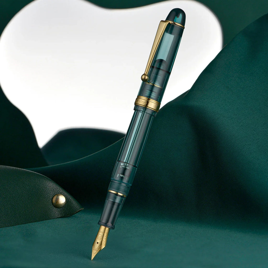 Asvine V126 Vacuum Filling Fountain Pen EF/F/M/ Stub 1.1 Nib, Transparent Brown/ Matte Gray, White Acrylic Writing Gift Set