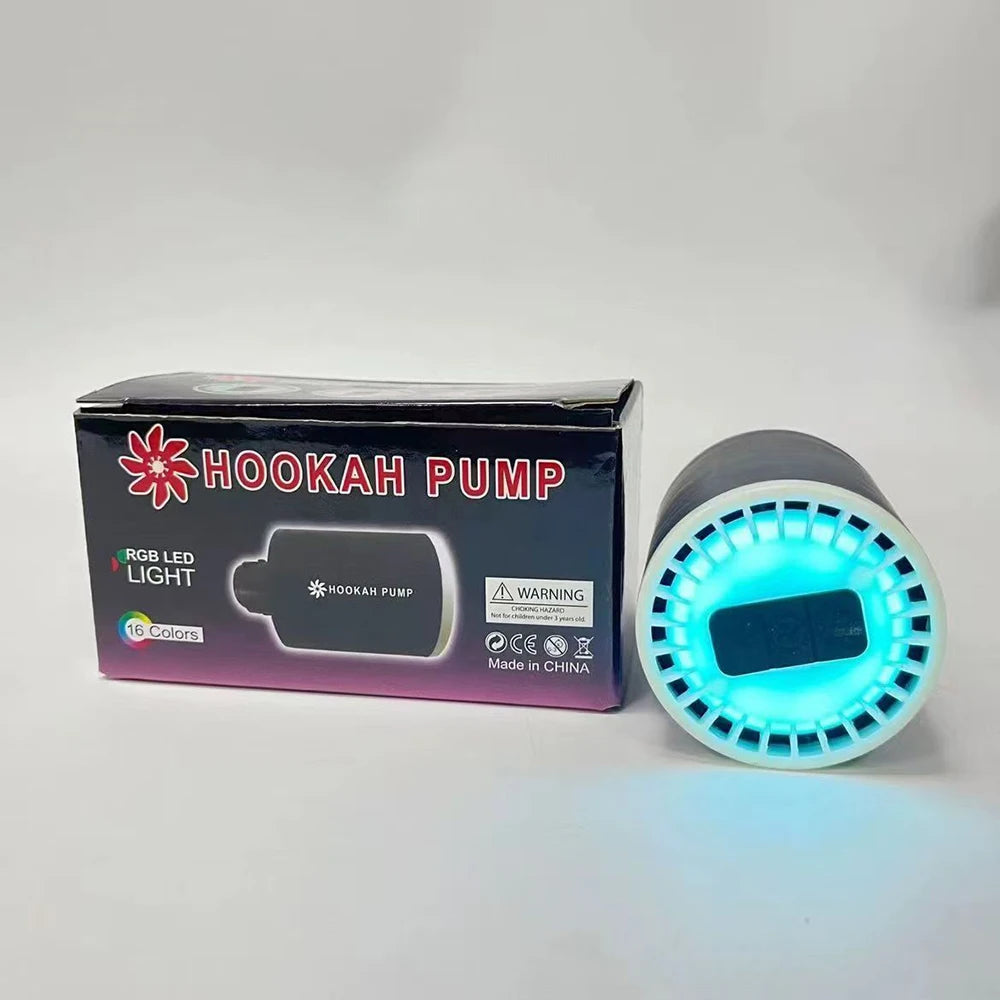 Electric Shisha Hookah Starter Pump USB Charging LED Lights Rechargeable Battery Blower Accessories Strong Air Hookah Pump Kit