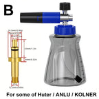 Stylish blue-black foam cannon, 1/4" quick-connect fitting, leak-proof lid air valve, for Karcher Elitech Bort AR Bosch