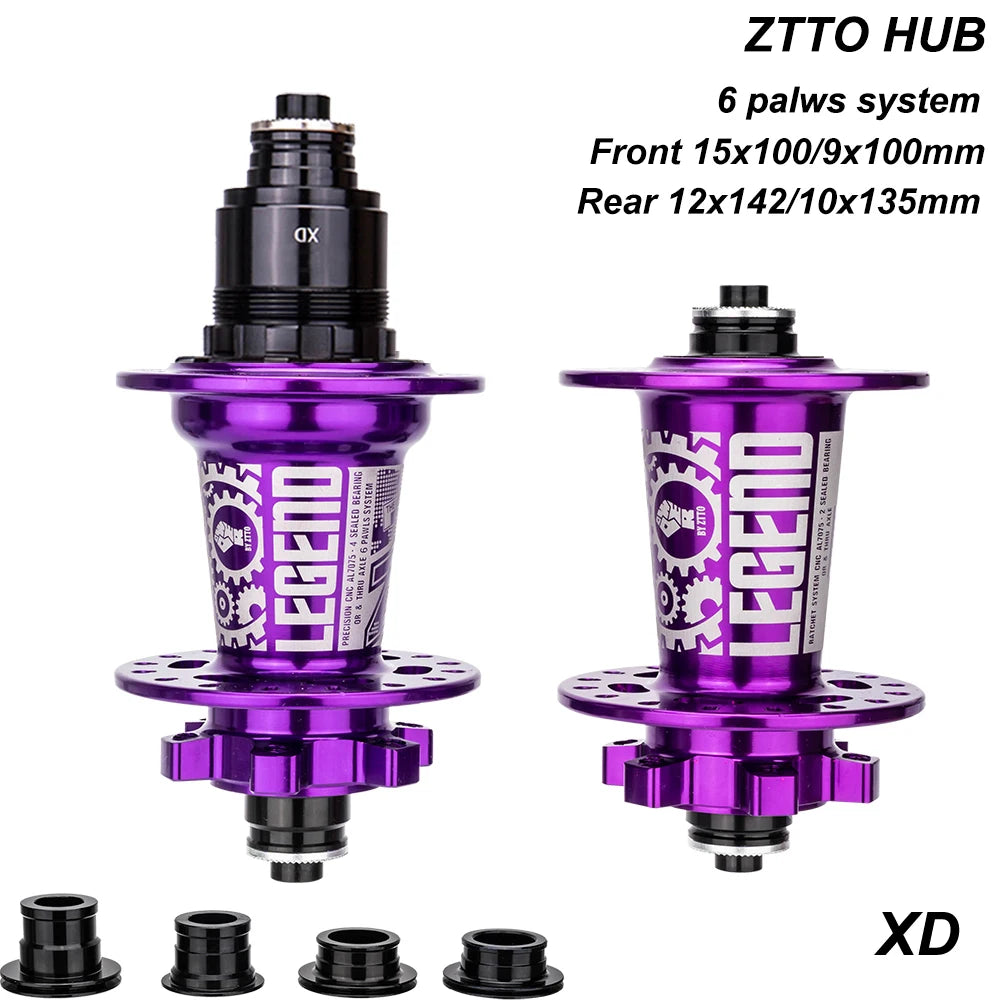 ZTTO Mountain Bike Hub 32 Holes 6 Pawls Disc Brake Bearing 10 11 12 Speed XD Thru Axle Quick Release Bicycle Wheel 142 135mm