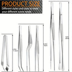 6 PCs/Pack Stainless Steel Kitchen Tweezers Set, Professional Chef Tweezers, Cooking Tweezers, Used for Cooking, 12 in, 6.3 in