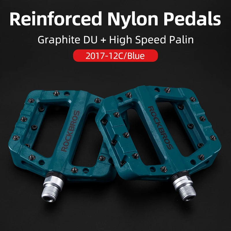 ROCKBROS Bicycle Pedals Ultralight Sealed Bearings Nylon Bike Pedals Anti-Slip MTB Road Flat Platform Cycling Pedal Accessories