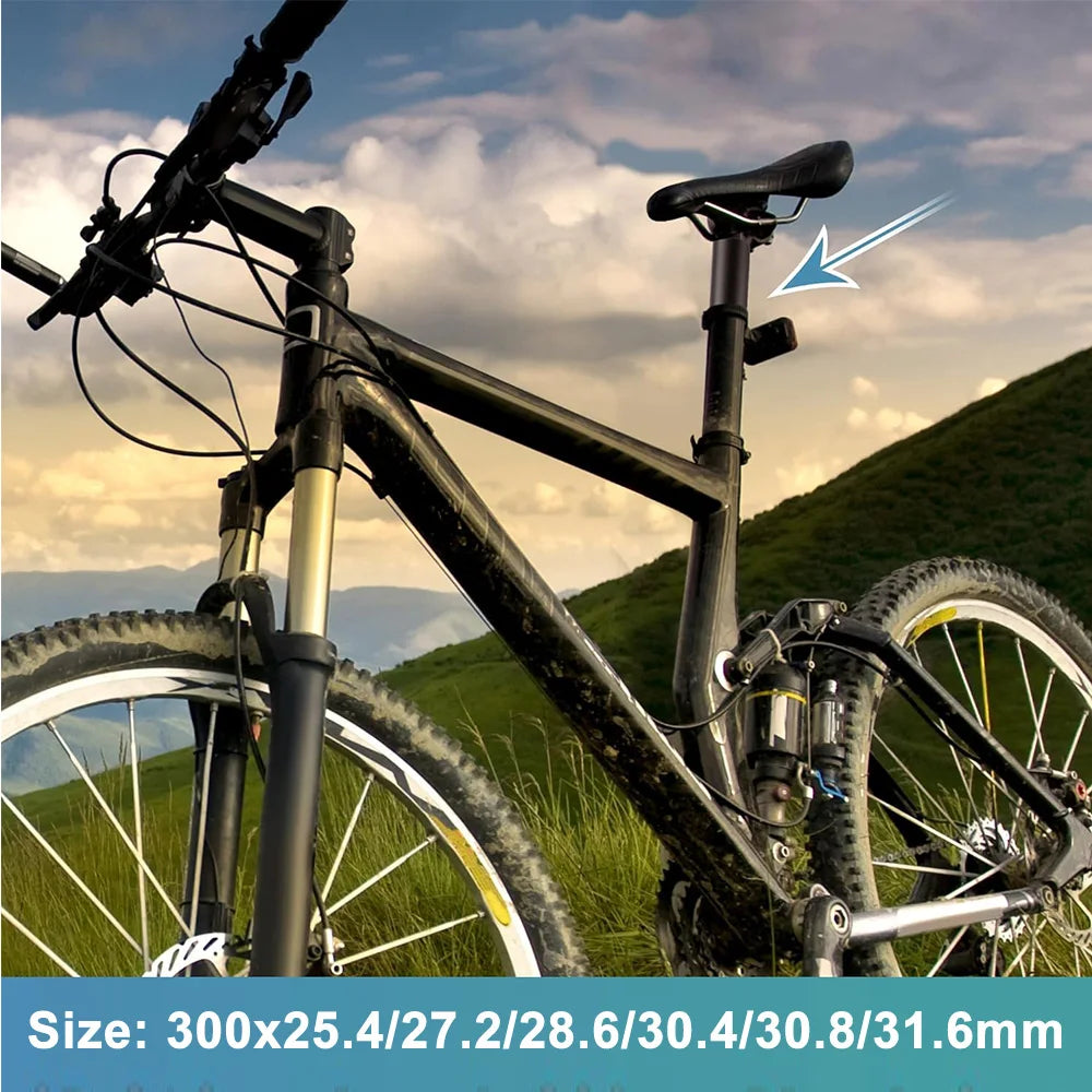 Bike Seatpost 300mm Aluminum Alloy Seat Post for MTB/Road Bike, 25.4-31.6mm