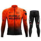 2026 Spring Cycling Jersey Set Ropa Ciclismo Orange Bicycle MTB Clothing Road Bike Suit Men Long Sleeve Bicicleta Bib Pants Set