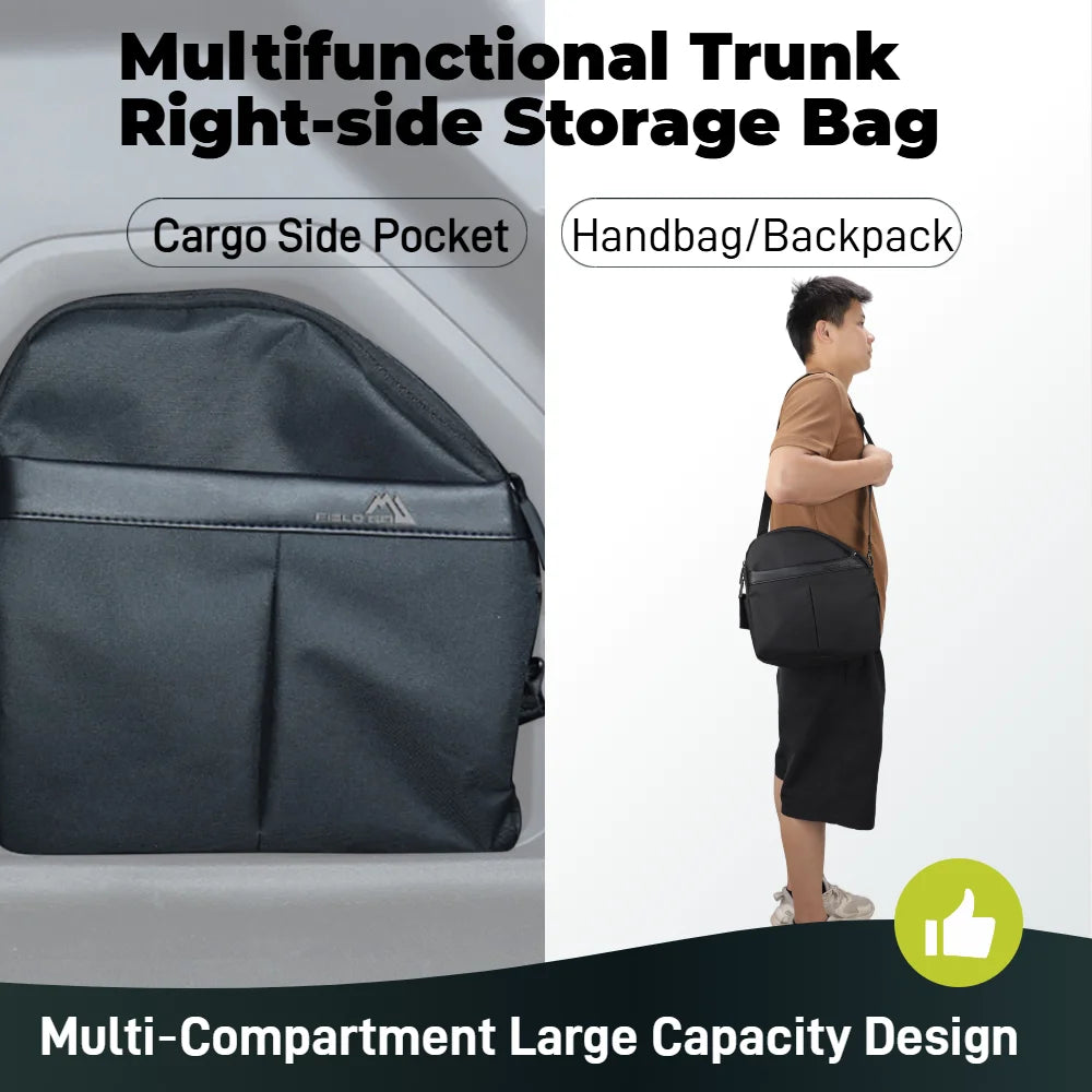 Car trunk side cubby organizer pocket bag for Toyota RAV4 XA60 2026, black