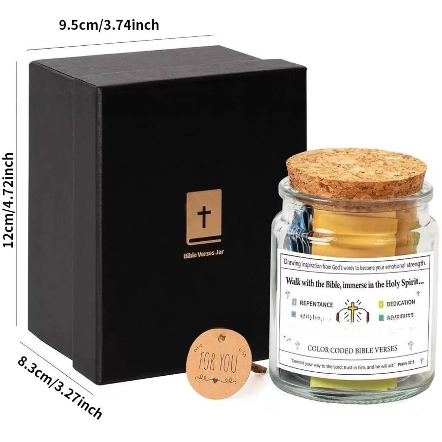 Bible Verse Jar in Glass Jar, Spanish/English Scripture Notes, 1pc, Optional Gift Box