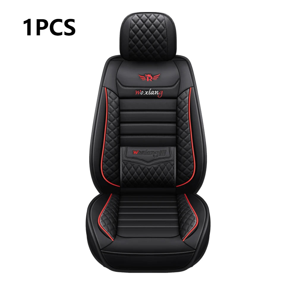 Universal Faux Leather Front Car Seat Cover, Easy-Clean Comfort Fit - Black/Red/White