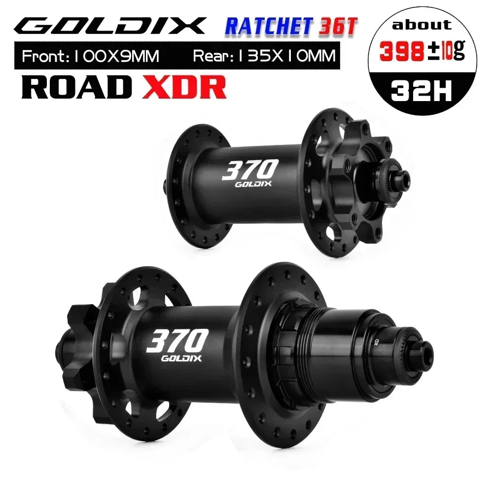 GOLDIX GDR370 ROAD Bicycle Hub 6-bolt Disc Brake Sealed Bearing J-Bend 28/32 Holes Ratchet 36T Hub for Shimano HG 11S SRAM XDR