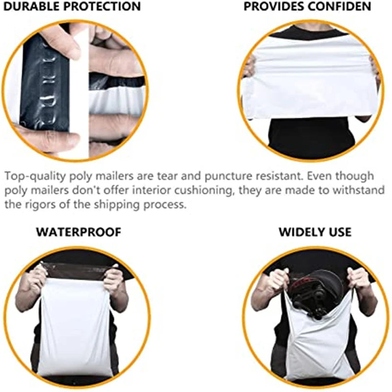 50pcs/Lots White Courier Bag Express Envelope Storage Bags Mail Bag Mailing Bags Self Adhesive Seal Plastic Packaging Pouch