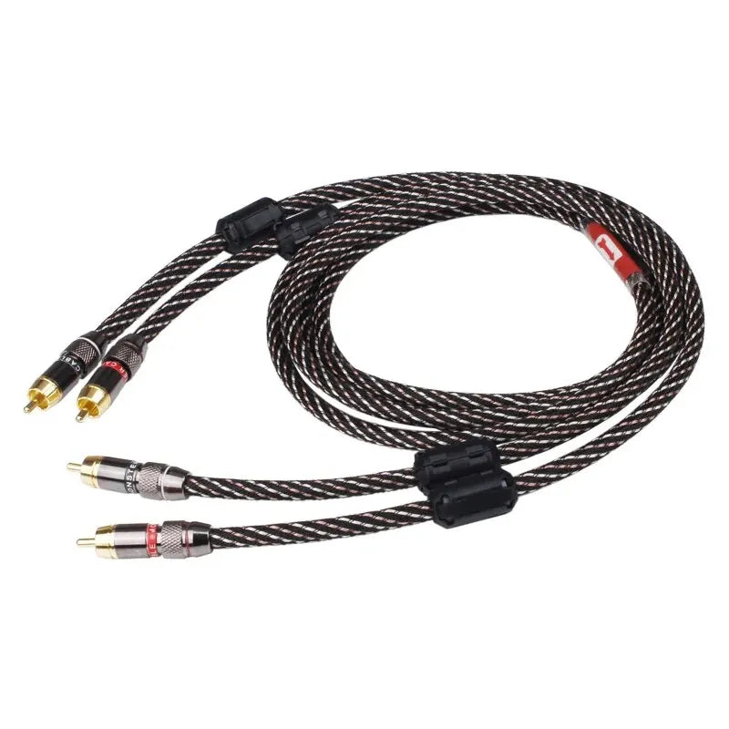 YYTCG HIFI Stereo RCA Audio Cable 6N OFC Male to Male 2RCA to 2RCA Audio Cable with Gold Plated Connector Plug For CD Amplifier