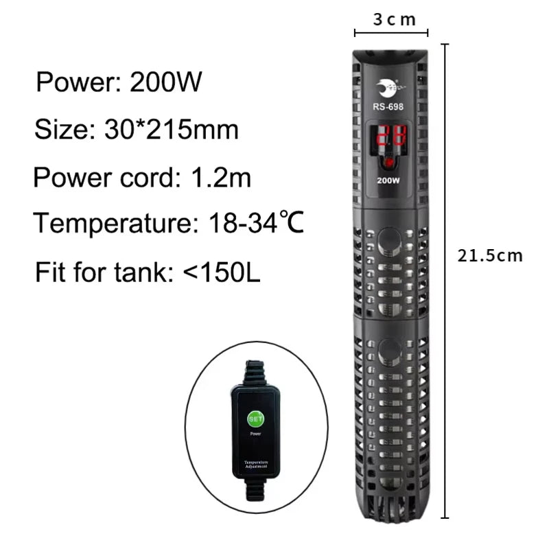Aquarium Submersible Heater Fish Tank Water Heating Rod Constant Aquarium Thermostat Temperature Control 220V 50-500w EU adapter
