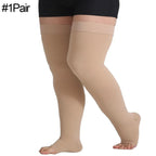 1Pair Thigh High 20-32 mmHg Compression Stocking Toeless Compression Socks for women & men circulation with Silicone Dot Band