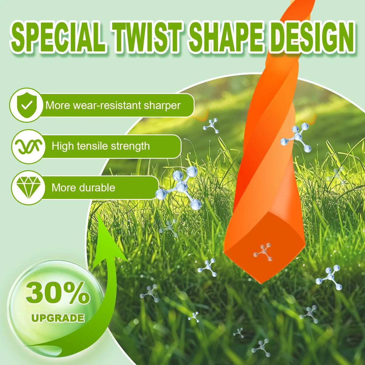 Nylon trimmer line square spiral, 2.4-4.0mm, 15-100m spool for lawn mower/brush cutter