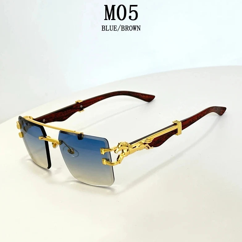 Rimless Designer Sunglasses Women Trendy Luxe Fashion Sunglasses Men Vintage Glasses Lentes De Sol Mujer Lunette Soleil Femme