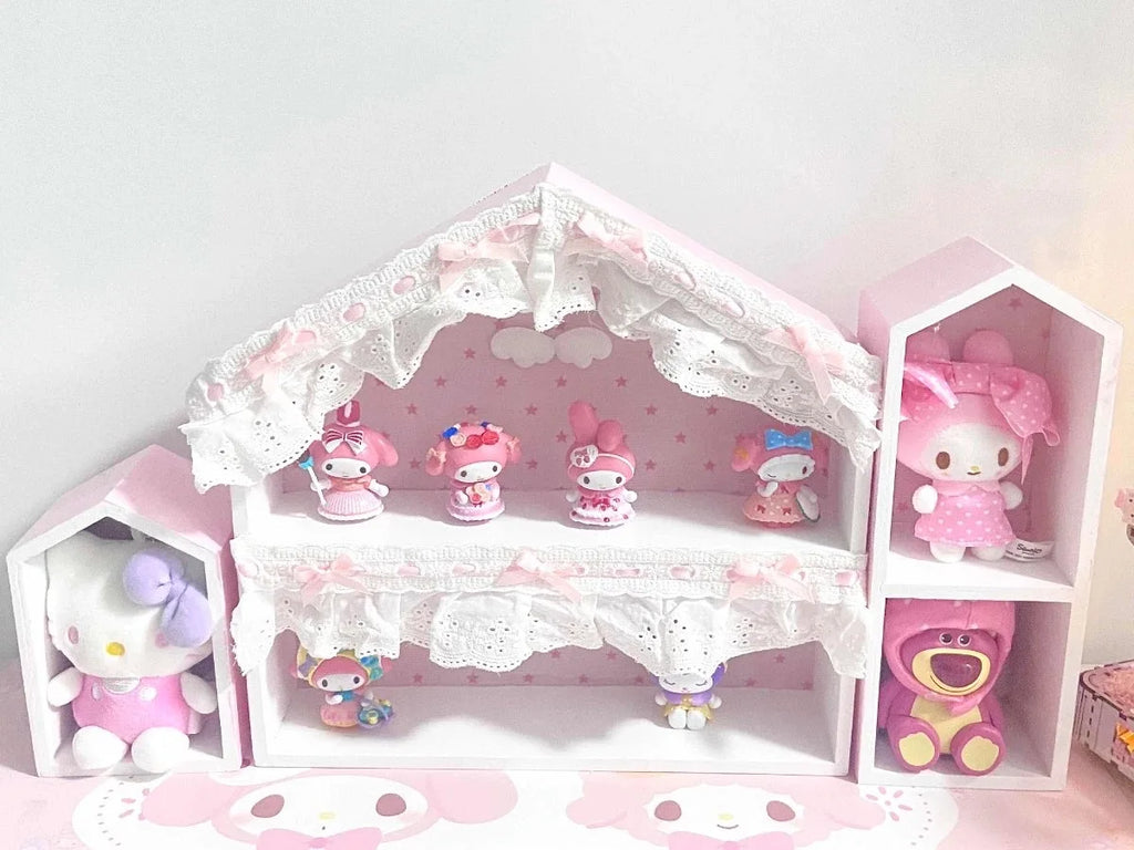 Handmade desktop storage rack organizer, pink, 30x30x8cm