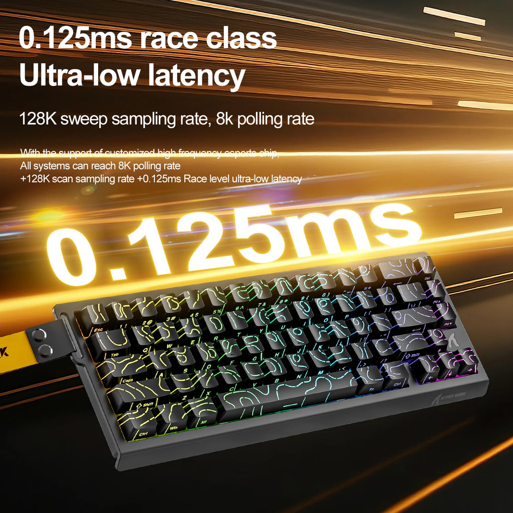 X68HE ATTACK SHARK Magnetic Gaming Keyboard Mechanical Wired for Pro Gaming 0.01mm Rapid Trigg 8000Hz SOCD/Rs 0.125ms 128K Rate