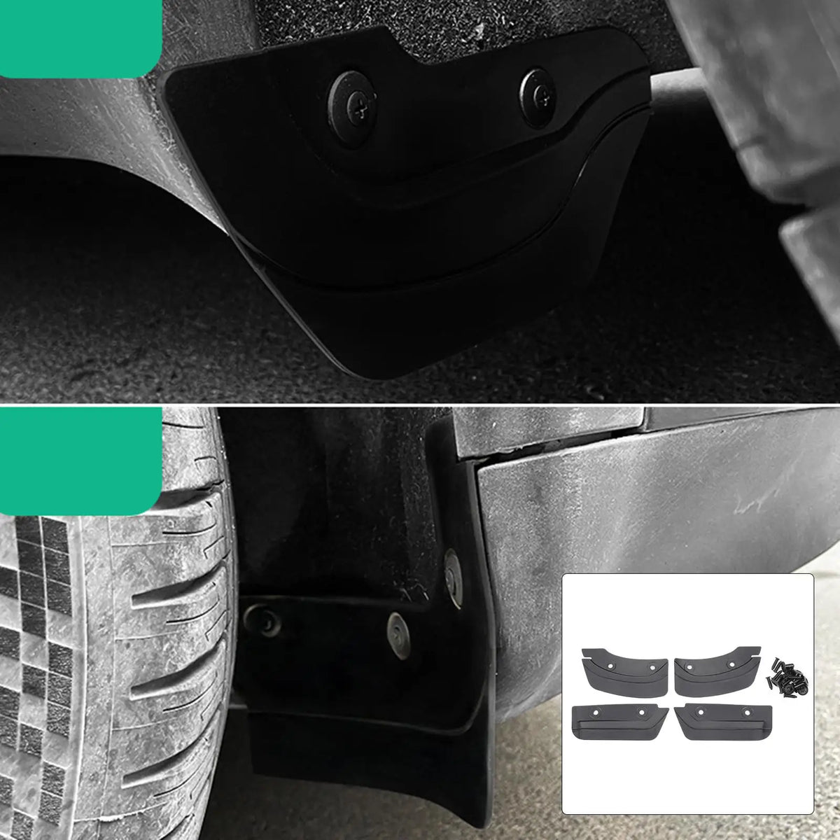 Mud Flaps Splash Guards for Tesla Model 3, Durable Plastic Mudguards, 4pcs or 6pcs Set