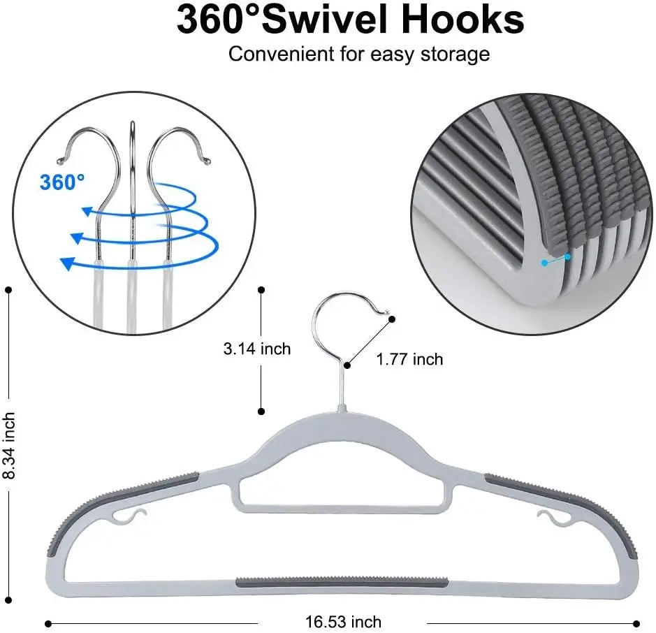 10 Piece Set Of Heavy-Duty Dry And Wet Hangers With Anti Slip Pads Saving Space With a 0.2-Inch Thick Ultra Light Organizer