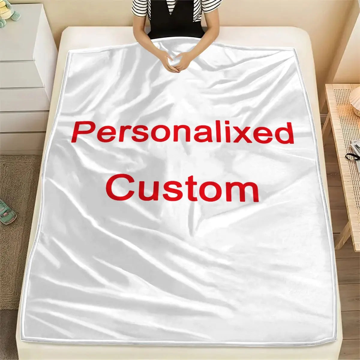 1 Piece of Custom Personalized Blanket with Image Upload DIY Flannel Blanket - Customize with Warm Photos, Soft and Warm, Suitable for Sofa, Bed, Office, Car, and Outdoor Travel - Perfect for All Seasons, Halloween, Thanksgiving, Birthdays, Weddings, Coup