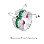 New Retro 3*4MM Ruby Emerald Sapphire Rings Lab Diamond Gemstone Cocktail Party Fine Jewelry Female Anniversary Personality Gift