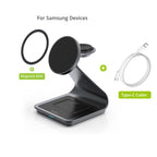 Bonola 3-in-1 Magnetic Wireless Charger Stand, Black, for Samsung Galaxy S24 Ultra + Watch + Earbuds
