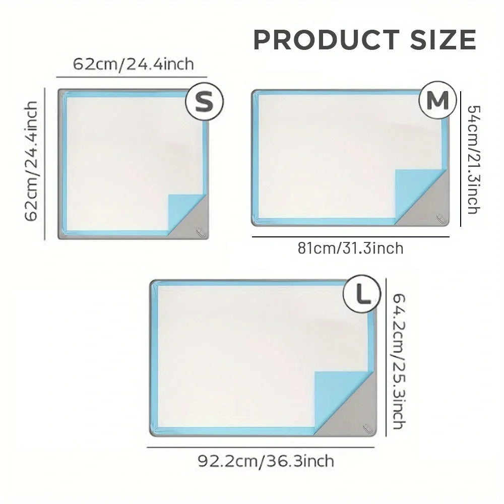 Dog pee pad holder tray with raised edges, non-slip silicone, foldable, gray (S/M/L)
