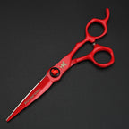 XUANFENG 6 inch Ruby Hair Scissors Barber's Completely red Cutting Scissors and thinning Scissors 440c