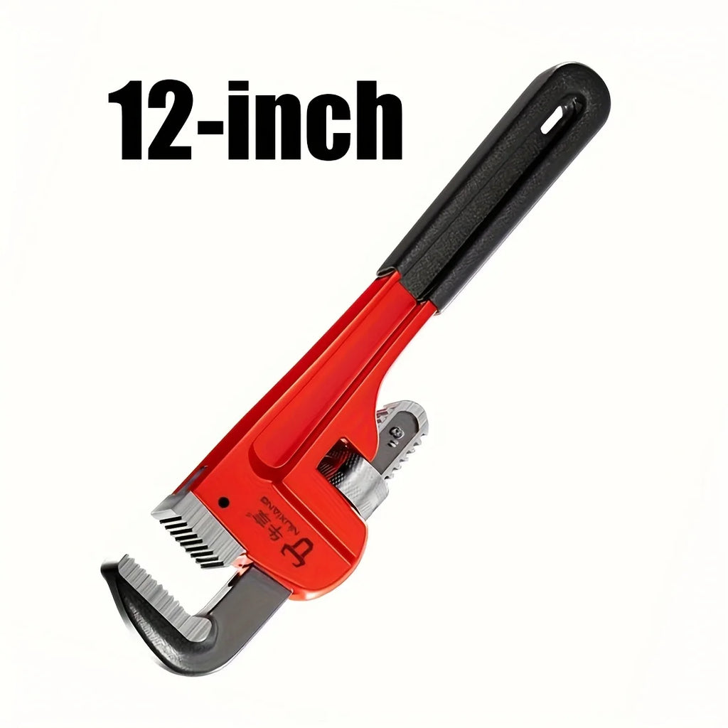 Heavy Duty Straight Pipe Wrench, Adjustable Aluminum Plumber Wrench, Red, 8in/12in